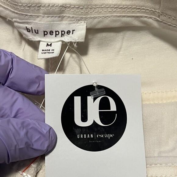 Blu Pepper Womens Paperbag Ivory Shorts Cotton Spandex Shorts Size Medium - Picture 6 of 12